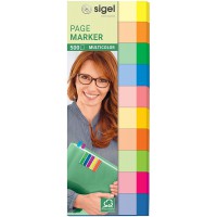 SIGEL HN650 Marque-pages adhesifs en papier, 500 feuilles de 5 x 1,5 cm, 10 couleurs