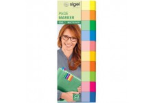 SIGEL HN650 Marque-pages adhesifs en papier, 500 feuilles de 5 x 1,5 cm, 10 couleurs
