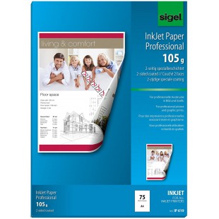 SIGEL IP619 Papier professionnel d'imprimante jet d'encre, format A4 (21 x 29,7 cm), 105 g/m², 75 feuilles