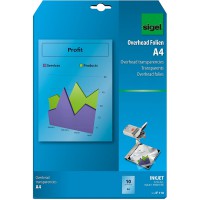 SIGEL IF110 Lot de 10 films transparents pour retroprojecteur, 21 x 29,7 cm, pour imprimantes jet d'encre