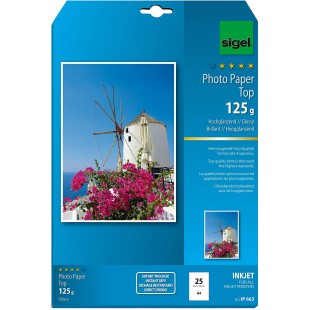 SIGEL IP663 Papier photo jet d'encre, ultra brillant, A4 (21 x 29,7 cm), 125g/m², 25 feuilles