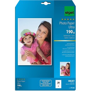 SIGEL IP666 Papier photo professionnel, jet d'encre, mate satine format A4 (21 x 29,7 cm), 190g/m², 20 feuilles