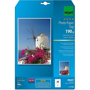 SIGEL IP684 Papier photo professionnel, jet d'encre, mate satine format A4 (21 x 29,7 cm), 190g/m², 20 feuilles