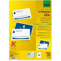 SIGEL LP850 Lot de 100 Cartes de visite, 3C, impression recto verso, 8,5 x 5,5 cm, 225 g