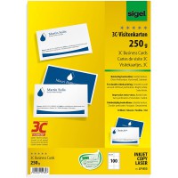 SIGEL LP853 Lot de 100 Cartes de visite, 3C, impression recto verso, 8,5 x 5,5 cm, 250 g