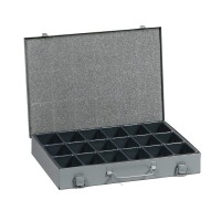 Caisse a  outils en metal 18 compartiments avec plateau en plastique amovible Gris