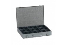 Caisse a  outils en metal 18 compartiments avec plateau en plastique amovible Gris