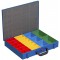 Mallette de rangement en tole d'acier EuroPlus pour petites pieces, avec 24 compartiments et fermeture etanche Bleu 44/24x63 cm