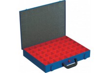 Mallette de rangement en tole d'acier EuroPlus pour petites pieces, avec 48 compartiments et fermeture etanche Bleu 44/48 x 63 c