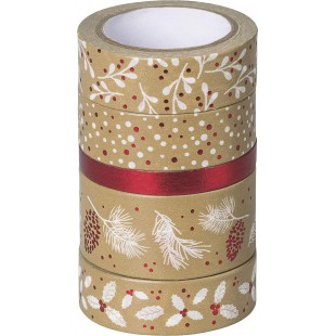 Rubans adhesifs decoratifs Washi Tape - Rouge/blanc