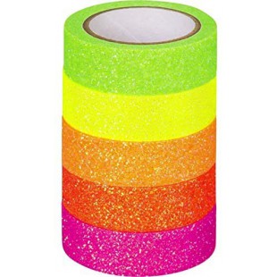 Ruban adhesif decoratif Arc-en-Ciel Fluo,Scintillant Noir