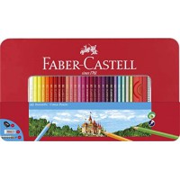 Faber-Castell 115894 - Crayons de couleur hexagonaux etui en metal pour 60 crayons