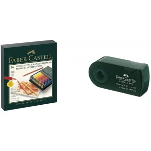 Faber-Castell 110038 Crayon Polychromos studio box de 36 pieces & 9000 582800 - Double taille-crayon, Vert