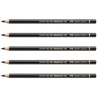 FABER-CASTELL Lot de 5 Crayons de couleur POLYCHROMOS Mine 3,8mm a l'Huile Noir