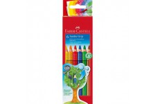 Faber-Castell 110906 JUMBO GRIP Crayons de couleur, etui de 6 (Jaune/orange/rouge/bleu/vert/marron)