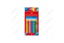 Faber-Castell Crayon de couleur JUMBO GRIP, 12 couleurs assorties dans un etui carton.