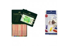 Faber-Castell 112124 Crayon PITT PASTEL boite metal de 24 pieces & 128224 Demi pastel carre tendre boite de 24