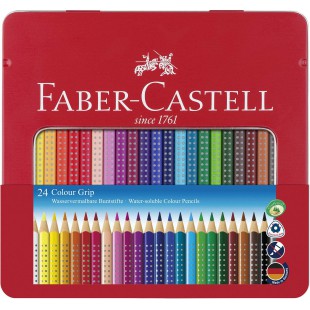 Faber-Castell 112423 Colour GRIP Crayon de couleur Colour, boite metal de 24