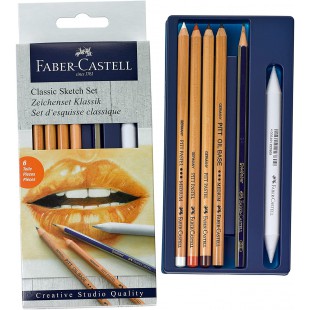 Faber-Castell Creative Studio Kit de croquis classique FC114004 6 Unite (Lot de 1) Multicolore