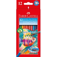 Faber-Castell 114413 Crayons de couleur aquarellables, etuis de 12 - pinceau inclus