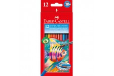 Faber-Castell 114413 Crayons de couleur aquarellables, etuis de 12 - pinceau inclus