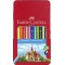 Faber-Castell 115801 Lot de 12 crayons de couleur hexagonaux avec etui en metal