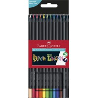 Faber-Castell Blackwood Crayons de couleur en bois noir 12er Etui