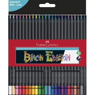 Faber-Castell Blackwood Crayons de couleur en bois noir 24er Etui