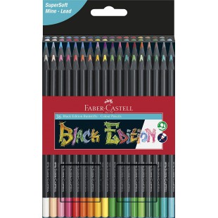 Faber-Castell Blackwood Crayons de couleur en bois noir 36er Etui