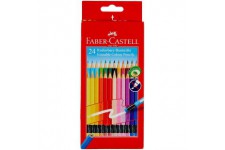 Faber-Castell 116625 - Crayons de couleur effacables, etui en carton de 24