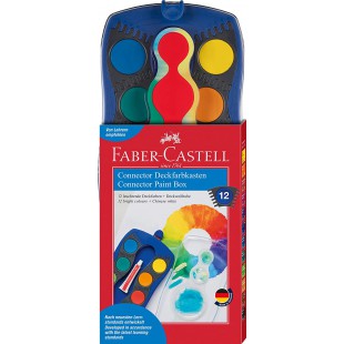 Faber-Castell 125001 Boite de couleurs Connector, 12 couleurs, bleu, 1 piece