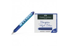 Faber-Castell 149847 Stylo plume educatif Scribolino, bleu, pour droitier, plume A & 10104473 Lot de 6 Cartouches d'encre Bleu