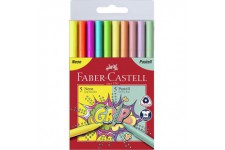 Faber Castell 155310 Feutres Grip Colour marqueur Fluo et pastel, dans un etui de 10 10er Etui (Neon & Pastell)