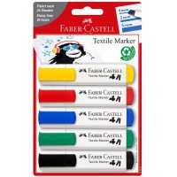 Faber-Castell 159520 Lot de 5 marqueurs pour textile Standardfarben Couleurs standard