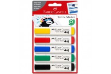 Faber-Castell 159520 Lot de 5 marqueurs pour textile Standardfarben Couleurs standard