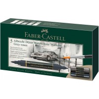 Faber-Castell 160306 Lot de 5 marqueurs a  aquarelle Albrecht avec double pointe pour application de couleurs sur surface et pre