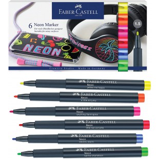 Faber-Castell Pochette carton 6 couleurs fluo