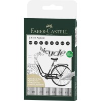 Faber-Castell 166008 - Feutres Fins Ecco Pigment, Boite de 8, Noir, 0.05-0.7