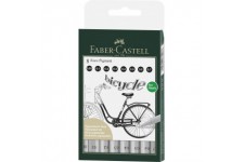 Faber-Castell 166008 - Feutres Fins Ecco Pigment, Boite de 8, Noir, 0.05-0.7