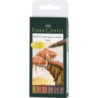 Faber-Castell 167106 Feutre PITT artist pen couleurs terre etui de 6