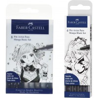 Faber-Castell 167107 Feutre PITT artist pen Manga etui de 8 & 167132 Feutre PITT artist pen Manga black etui de 4