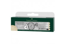 Faber-Castell 167151 - Feutre Pitt Artist Pen, Boite de 4, Noir & Blanc