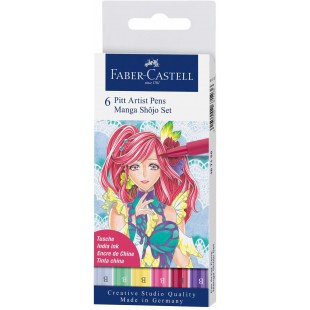 Faber-Castell 167155 - Feutre Pitt Artist Pen, Boite de 6, Manga Shojo Colore