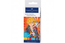 Faber-Castell 167157 - Feutre Pitt Artist Pen, Boite de 6, Manga Shonen