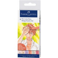 Faber-Castell 167168 - Feutre Pitt Artist Pen, Boite de 6, Manga Kaoiro Colore