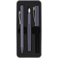 Faber-Castell 201529 Grip 2010 Set d'ecriture avec stylo a  bille et stylo-plume Gris pomme