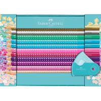 Faber-Castell 201641 Coffret cadeau Sparkle, 20 crayons de couleur et 1 taille-crayon Mini, Multicolore