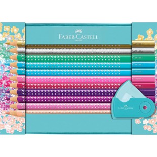 Faber-Castell 201641 Coffret cadeau Sparkle, 20 crayons de couleur et 1 taille-crayon Mini, Multicolore