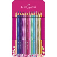 Faber-Castell - 201737 - Sparkle - Lot de 12 crayons de couleur - Dans un etui en metal