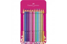 Faber-Castell - 201737 - Sparkle - Lot de 12 crayons de couleur - Dans un etui en metal